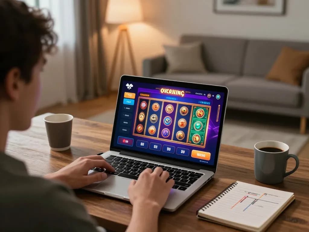 S666 player engaged in strategic online gaming with colorful slots displayed