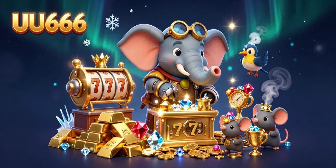 Experience the thrilling world of UU666 with an interactive gaming scene featuring dynamic slot machine action.