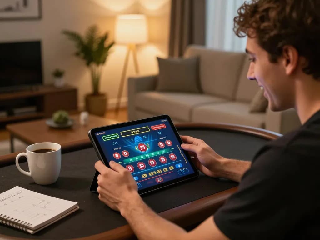 Experience online Baccarat excitement at hwg500 in a cozy home setting with vibrant visuals.