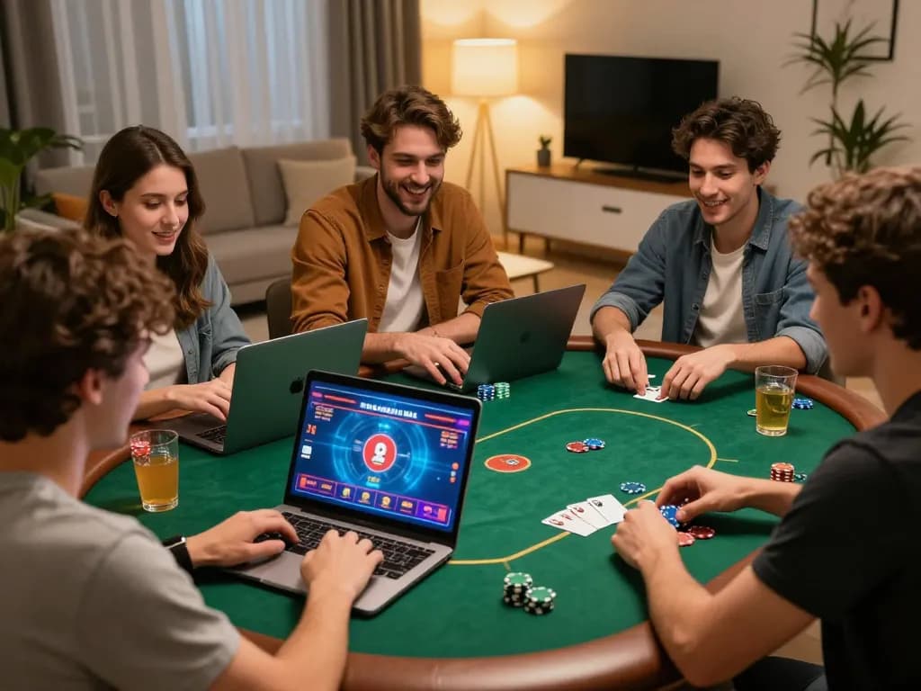 Experience the thrill of poker with sun win at a home gaming night.