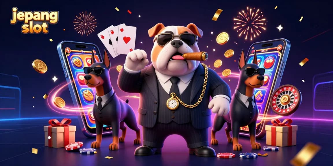 Engage in thrilling gameplay with Jepang slot featuring a dynamic 3D mafia character.