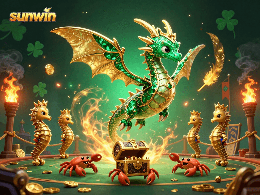 Experience thrilling gameplay with sunwin, featuring a majestic sea dragon and vibrant casino elements.