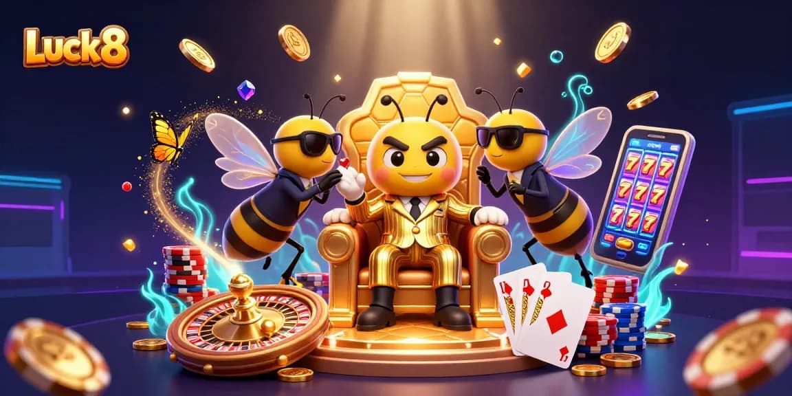 Experience thrilling gaming at Luck8 with a 3D casino scene filled with vibrant action and excitement.