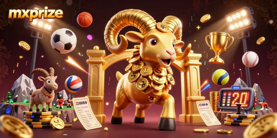Experience dynamic gameplay with mxprize in an ultra-detailed 3D gambling illustration featuring sports elements.