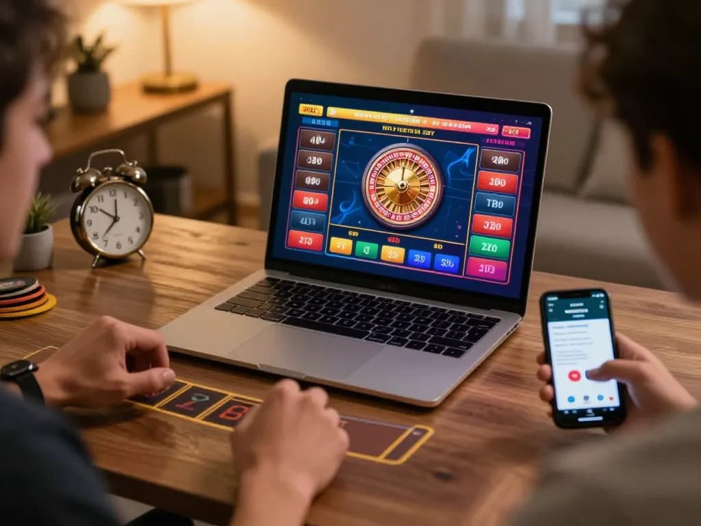Player enjoying online gaming at uu88games with exciting roulette wheel displayed on a laptop.