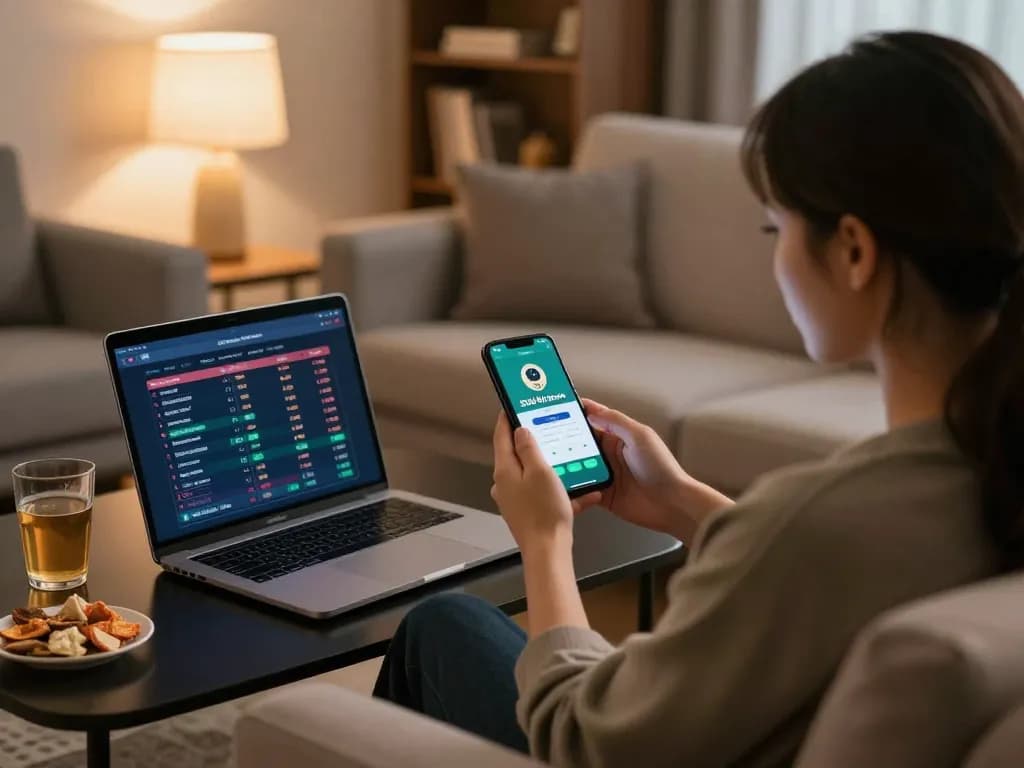 Engaging in SV368 Đá gà thomo on a mobile app within a cozy home gaming setup.