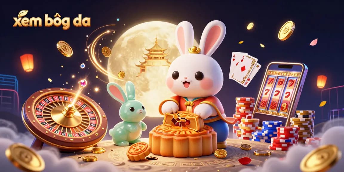 Experience xem bóng đá with a vibrant, engaging scene featuring animated characters and dynamic gambling elements.