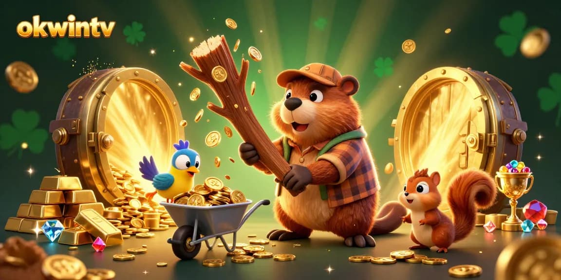 Experience seamless betting and streaming with okwintv in a vibrant 3D scene filled with rich gold elements.