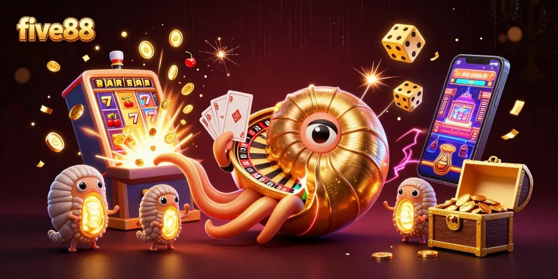 Experience gaming at five88 with an exhilarating 3D casino scene featuring vibrant characters and dynamic game elements.