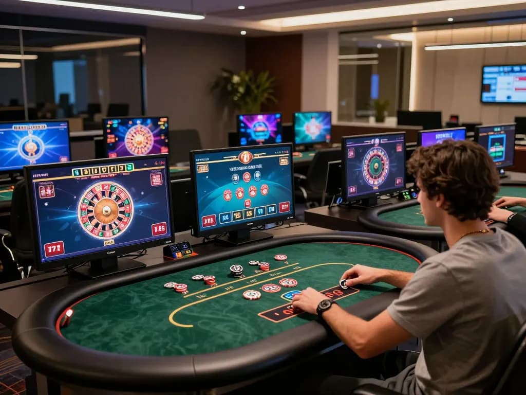 Engaging online gaming scene showcasing a player strategically betting at the virtual casino 789.