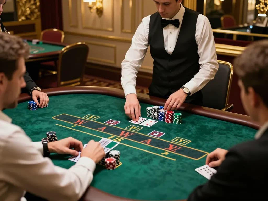 Strategic gameplay at the b52 club blackjack table with engaged players and dealer action.