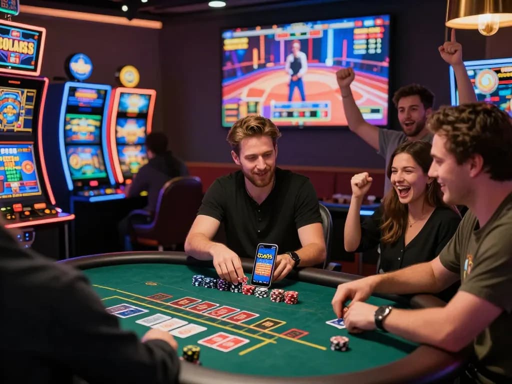 Experience the excitement of online gaming at https://god55.gg/ with friends at a vibrant casino.