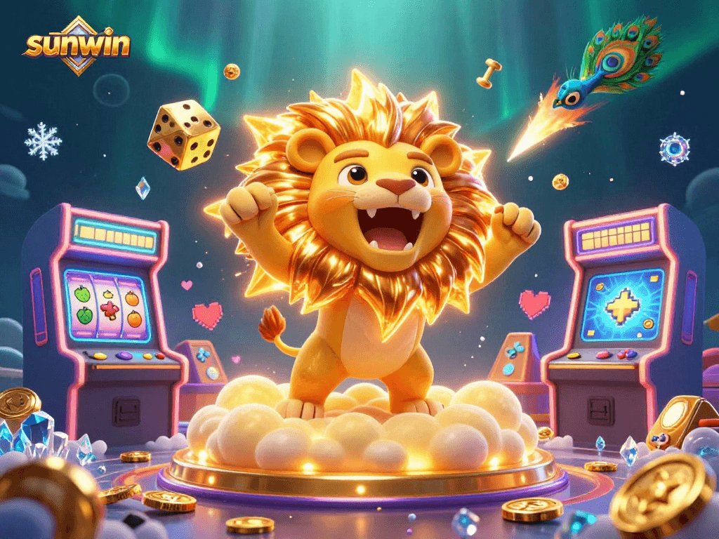 Experience the thrill of winning with sunwin's captivating casino games in this vibrant illustration.