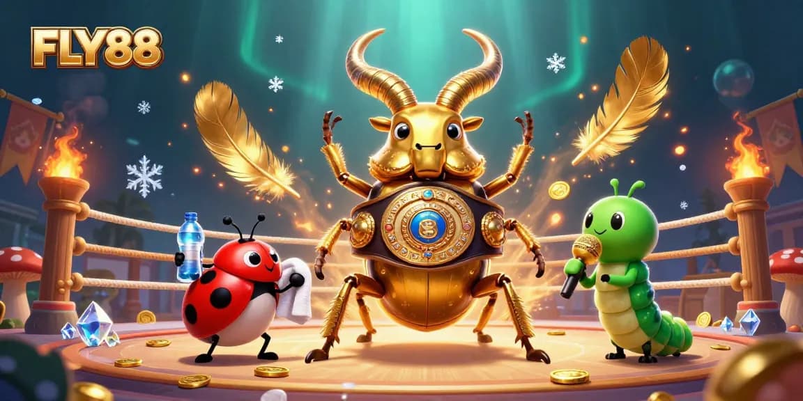 FLY88 showcases an epic cockfighting arena with animated features for a thrilling gambling experience.
