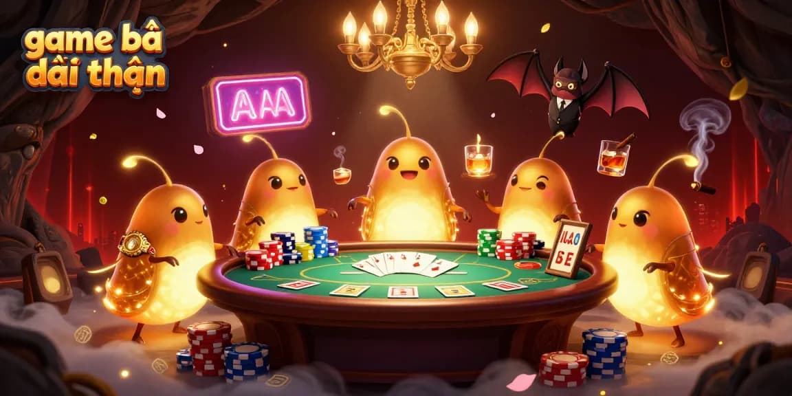 Light up the game bài đổi thưởng experience with a vibrant casino scene featuring glowworms and poker elements.