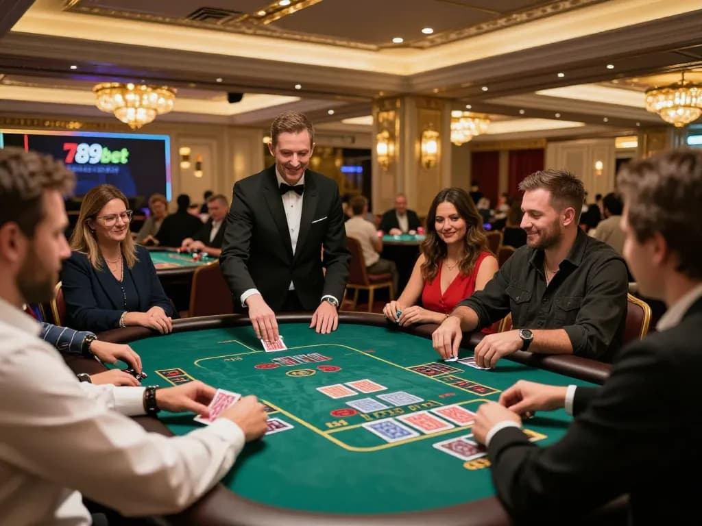 Players engaging in live casino action at 789bet with an elegant dealer