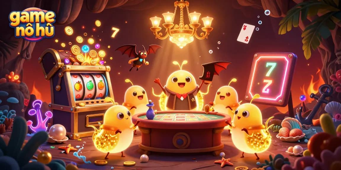 Engage in thrilling game nổ hũ with glowworms illuminating a vibrant casino scene.