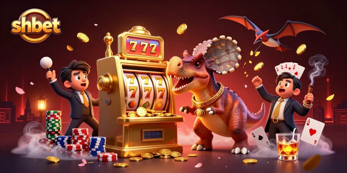 Catch a jackpot with shbet as a pachycephalosaurus wins coins at a casino.