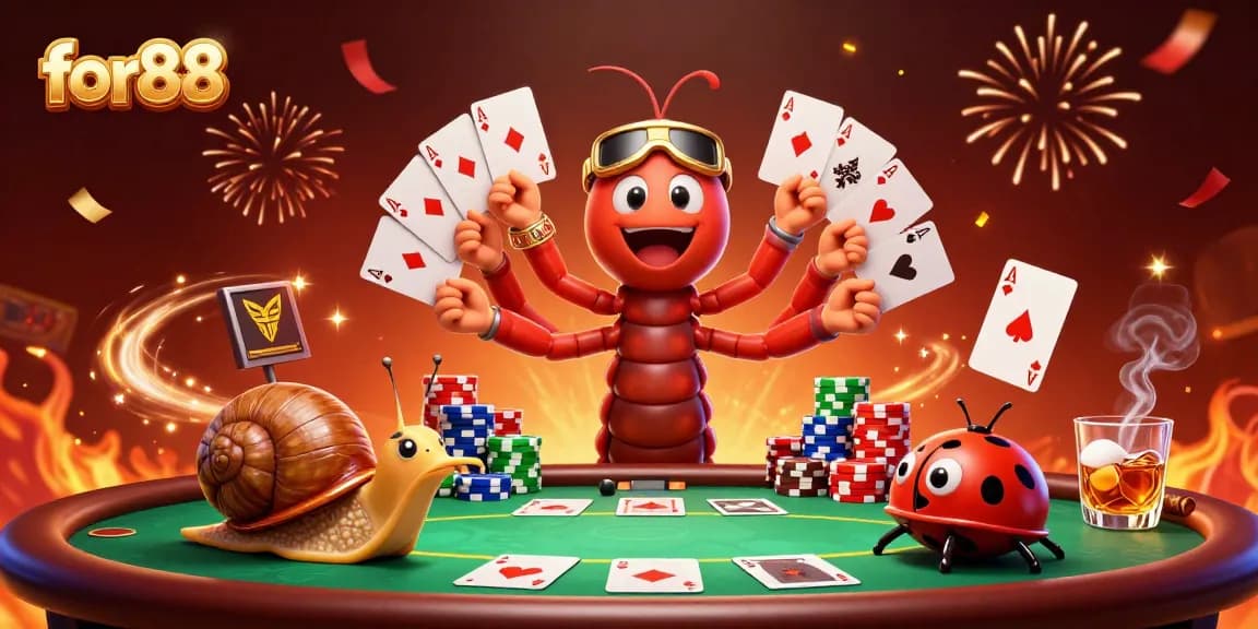 Engage with for88's action-packed gaming scene featuring a lively casino ambiance and unique characters.