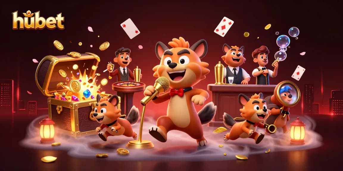 Experience the excitement of hubet with hyenas hosting a vibrant casino scene.