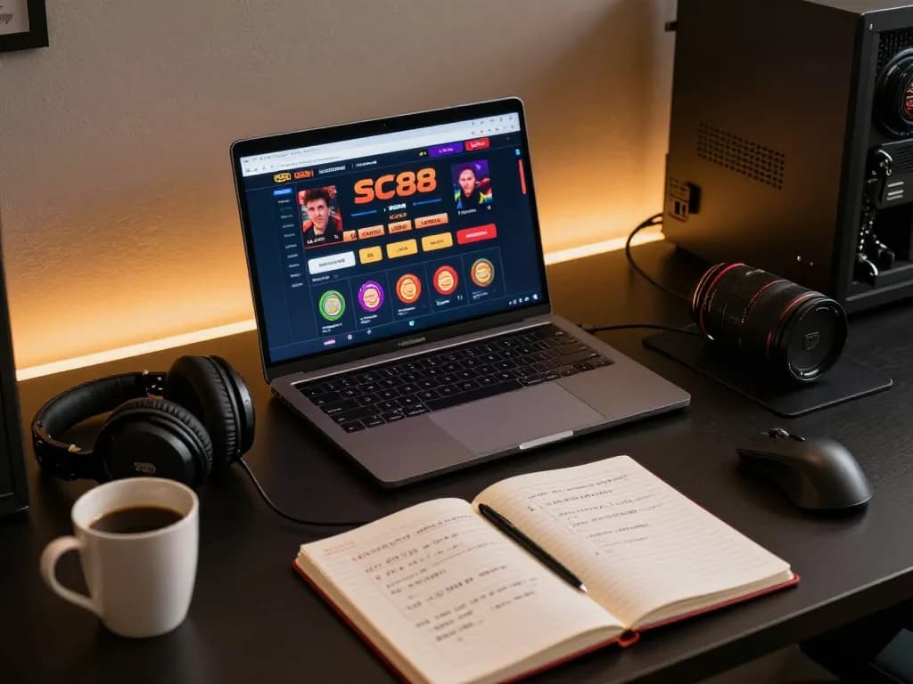 Player enjoying online gaming at SC88 casino interface on laptop, showcasing responsible gambling.
