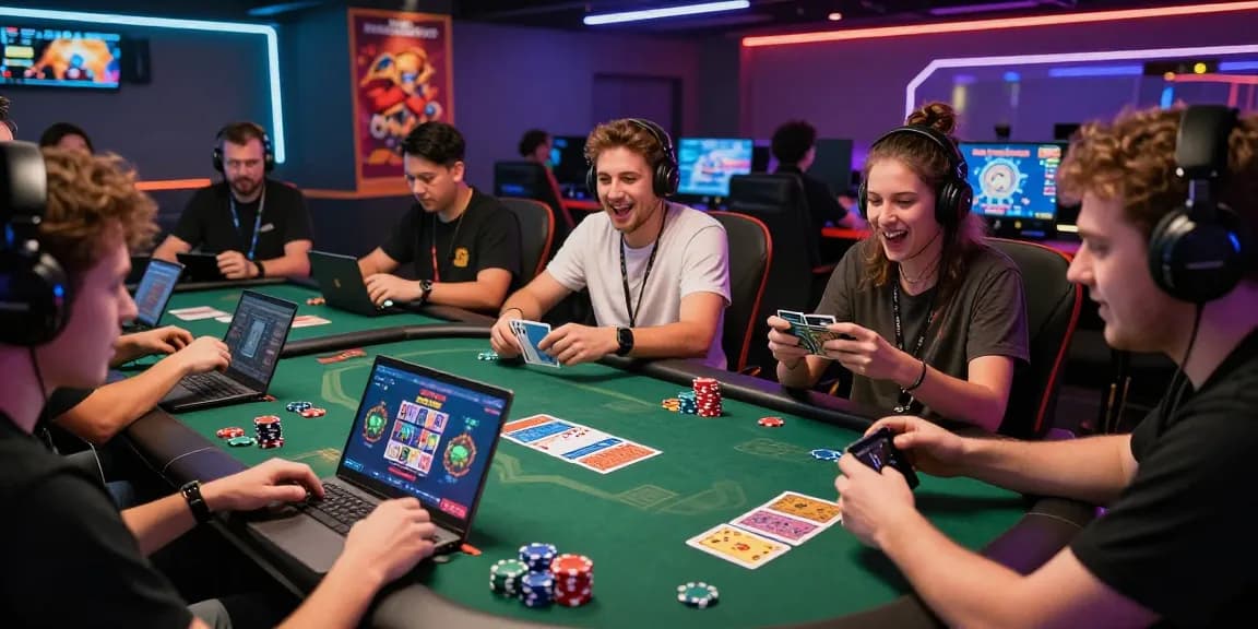 Exciting gaming atmosphere with players enjoying rikvip card games in a vibrant lounge.