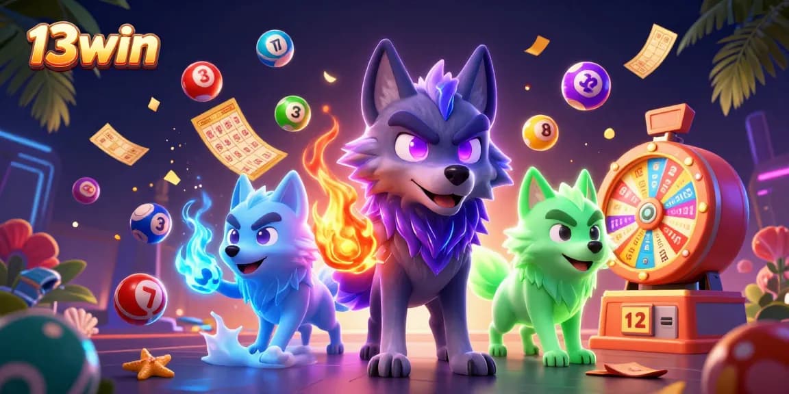 Experience the excitement of 13win with vibrant colors and dynamic gaming elements in a thrilling casino scene!