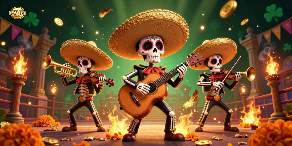 FABET showcases a vibrant mariachi scene with gambling elements, enhancing player experience.