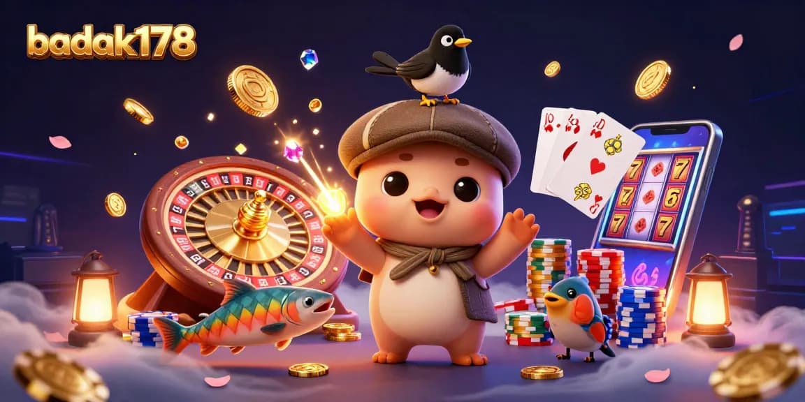 Experience thrilling gameplay with badak178 in this vibrant 3D casino illustration.