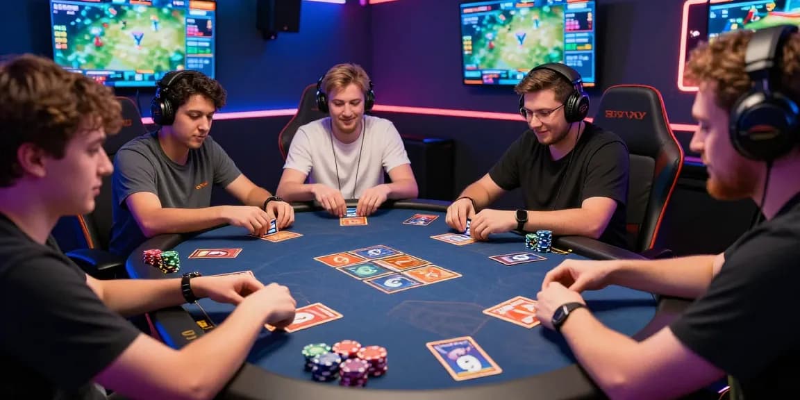 Permainan kartu menarik dengan 68 game bài, pemain kompetitif menunjukkan ekspresi fokus dan antusiasme.