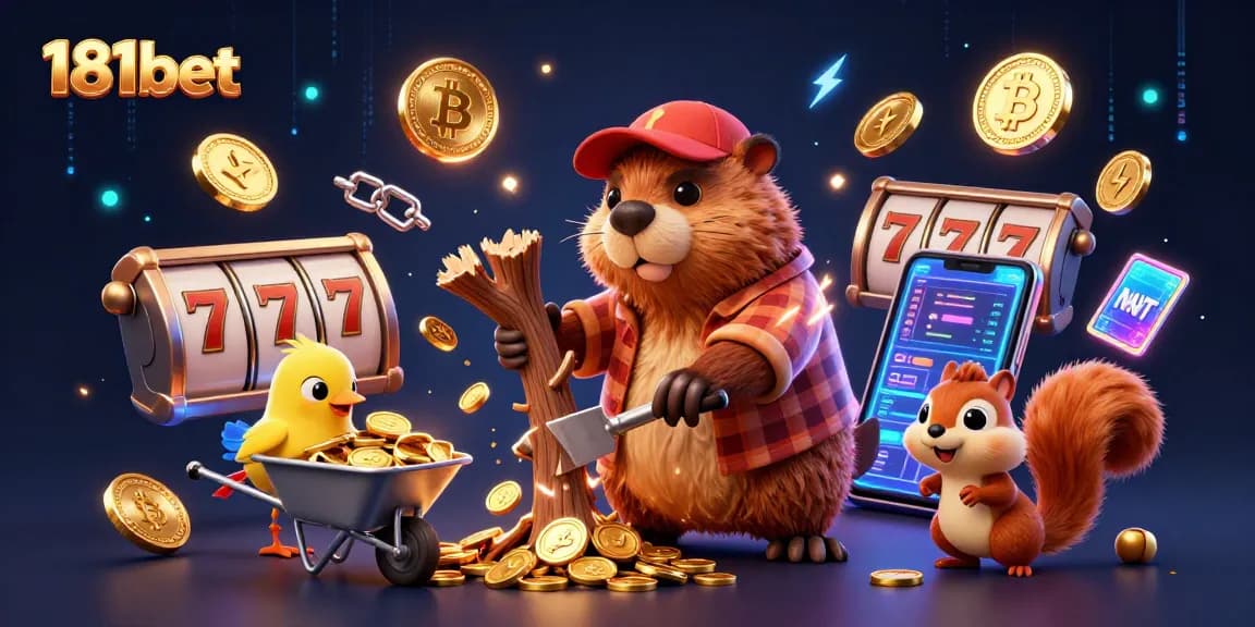 Engage with 181bet's thrilling slot adventures featuring a beaver collecting coins from a jackpot tree.
