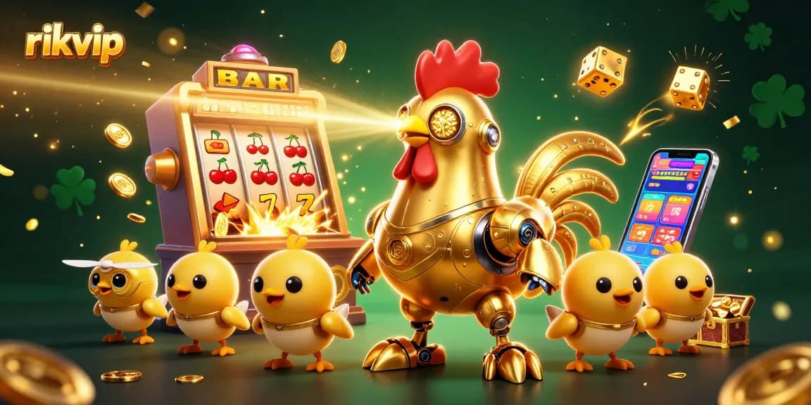 Experience excitement with rikvip, featuring vibrant slot machines and engaging characters in a casino setting.