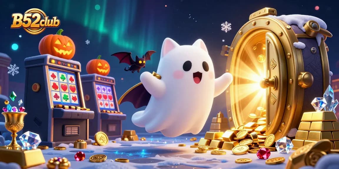 Engage with B52club's thrilling gaming experience in a mystical casino setting with enchanting characters.