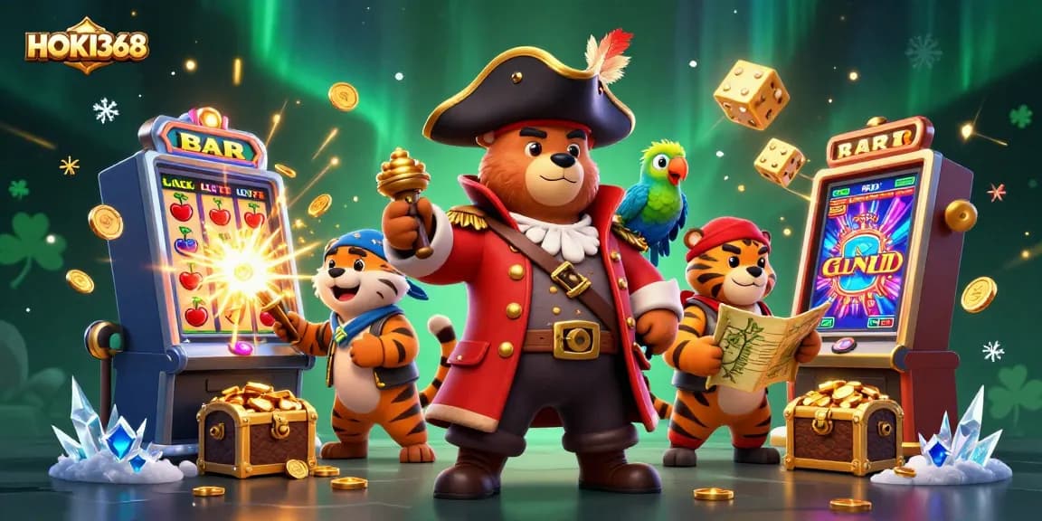 Win massive jackpots with HOKI368's exciting slot machines in a vibrant 3D gambling scene.