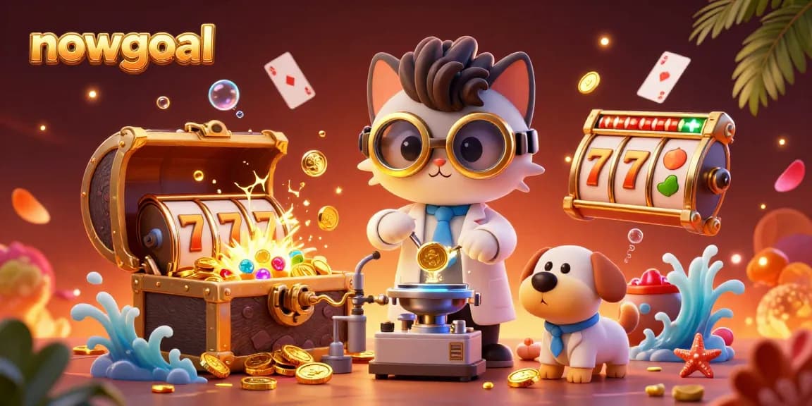 Experience real-time action with Nowgoal, featuring vibrant visuals of a casino lab bursting with excitement.
