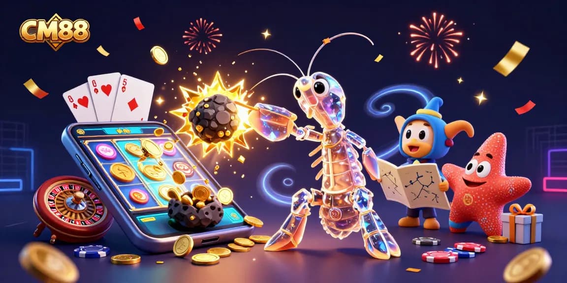Engage with CM88's thrilling gambling world featuring vibrant slot games and dynamic interactions.