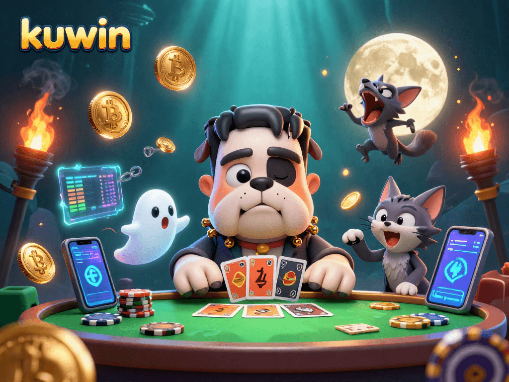 Engage in thrilling kuwin casino fun with a Frankenstein bulldog and a werewolf kitten.