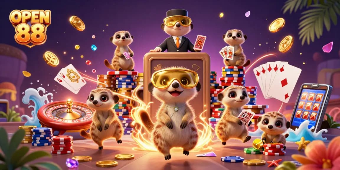 Set your sights on OPEN 88's vibrant casino scene, where meerkats master the art of card games.
