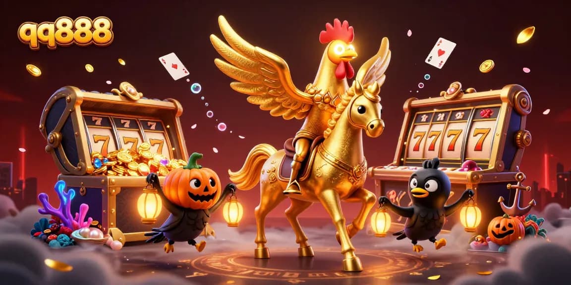 Winning strategies unfold at qq888 with golden rooster and lanterns illuminating the night casino.
