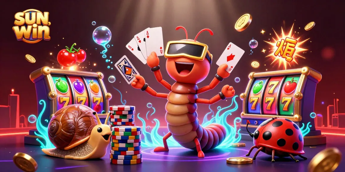 Experience the excitement of sun-win casino with a vibrant scene featuring a millipede dealer and high-roller chip stacks.
