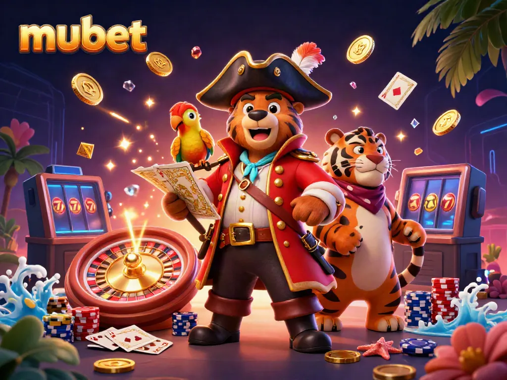 Experience the thrill of mubet with vibrant casino-themed characters and dynamic gaming elements.