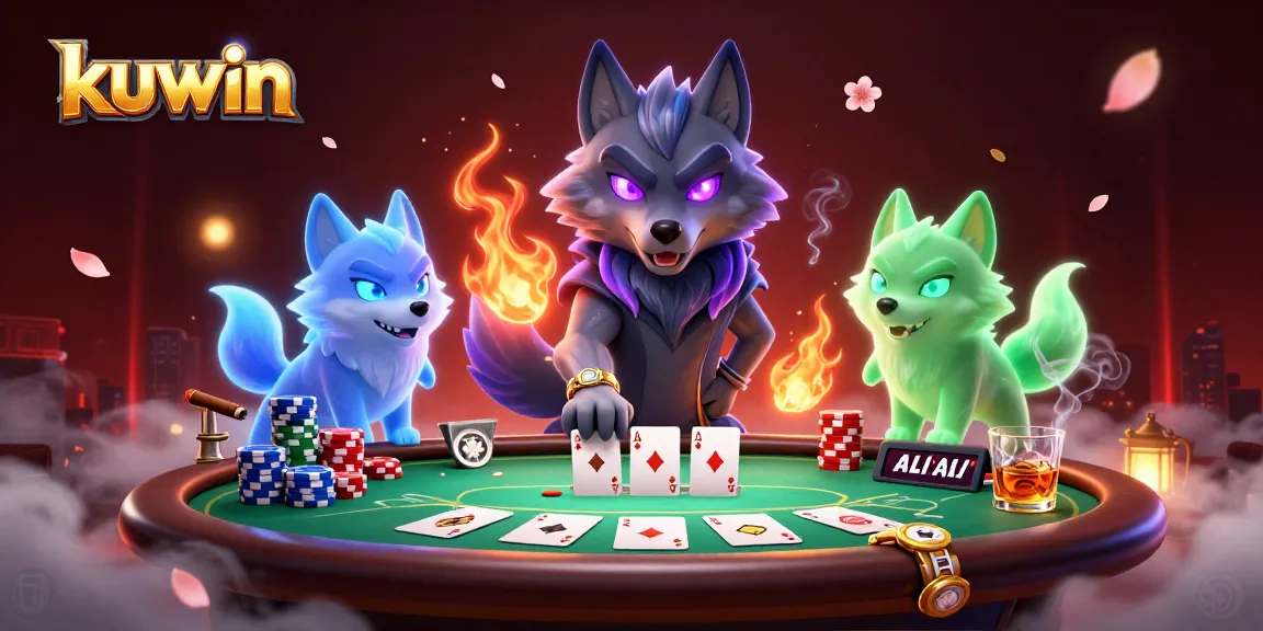 Engage in thrilling poker games with kuwin, featuring a shadow wolf leader and ghostly companions.