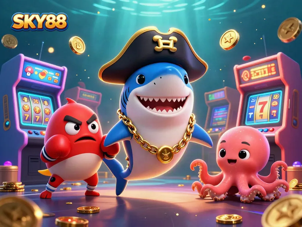Engage with SKY88 for thrilling casino gameplay and lucky jackpot wins with vibrant digital characters.