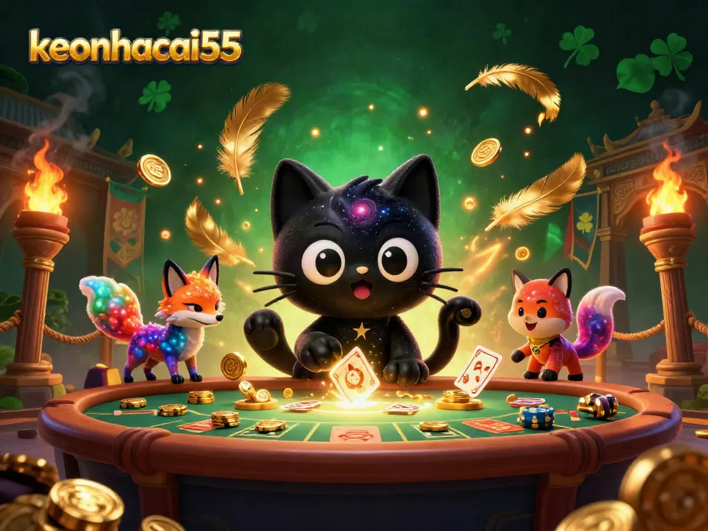 Bettors engage with keonhacai55 at a cosmic casino, enjoying dynamic games and golden opportunities.