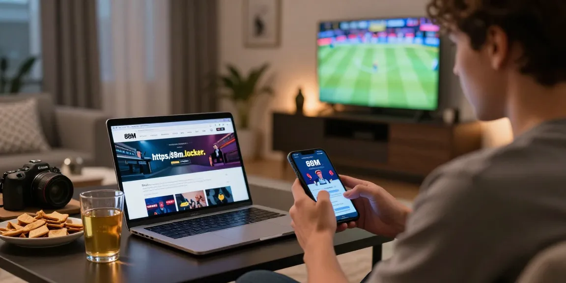 Engaged user on the https://88m.locker/ platform enjoying online gaming in a cozy living room.