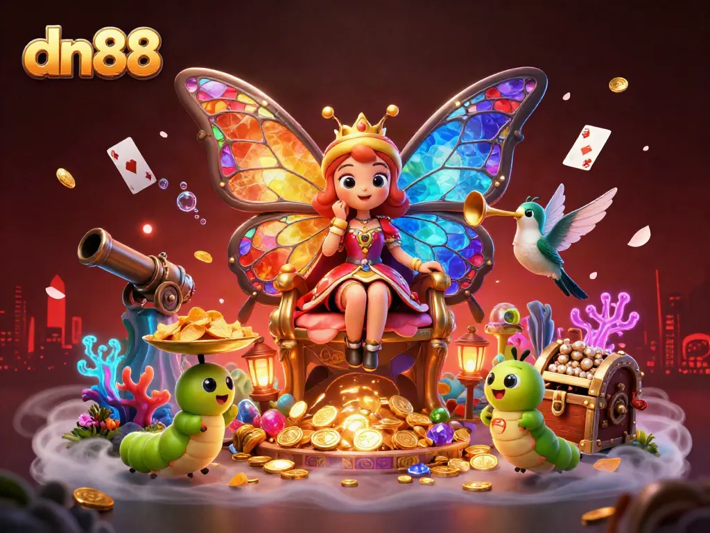 Engage in thrilling gameplay at dn88 with a vibrant 3D casino illustration showcasing dynamic gaming elements.