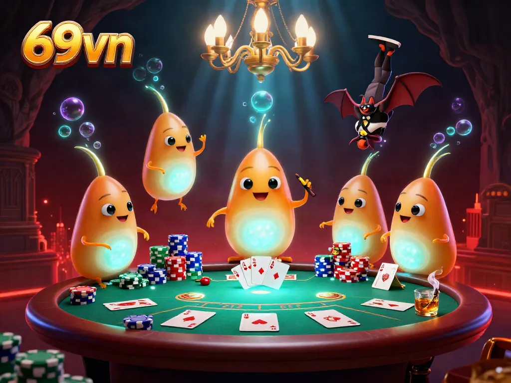 Experience gaming excitement at 69vn with glowworms in a vibrant cave casino scene.