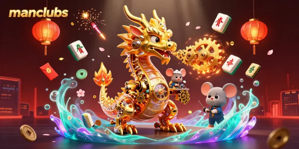 Engage with the manclubs dragon casino scene filled with gold elements and festive gambling imagery.