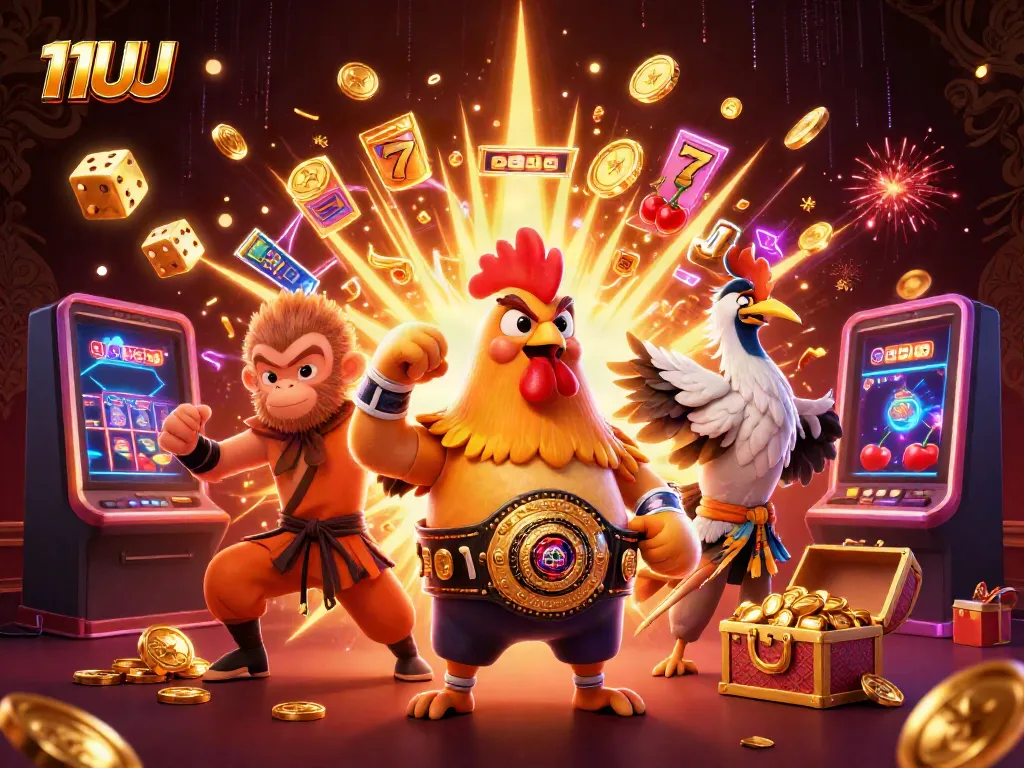 Engage with 11UU's vibrant casino scene featuring dynamic characters and thrilling game elements.