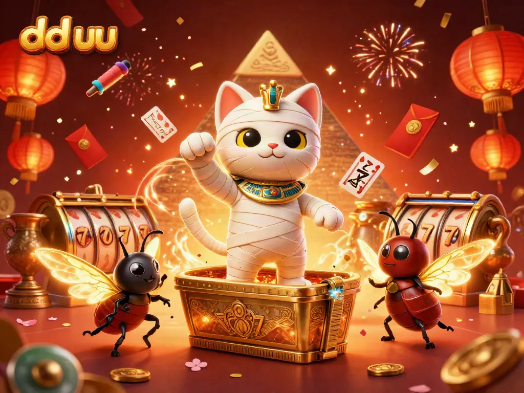 Experience thrilling gameplay with dd uu at a vibrant pyramid casino featuring unique characters and elements.